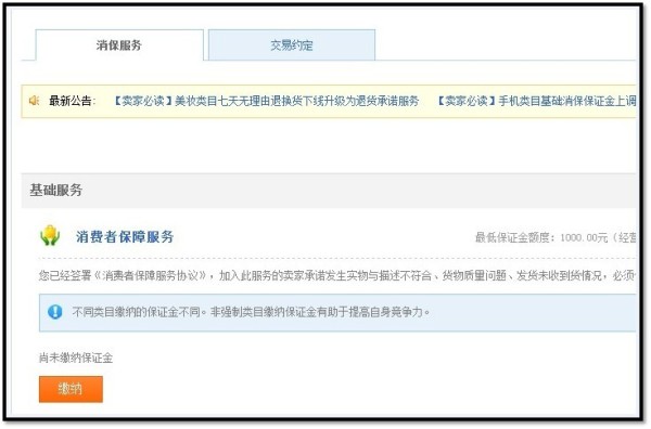 淘宝加入消费者保障服务